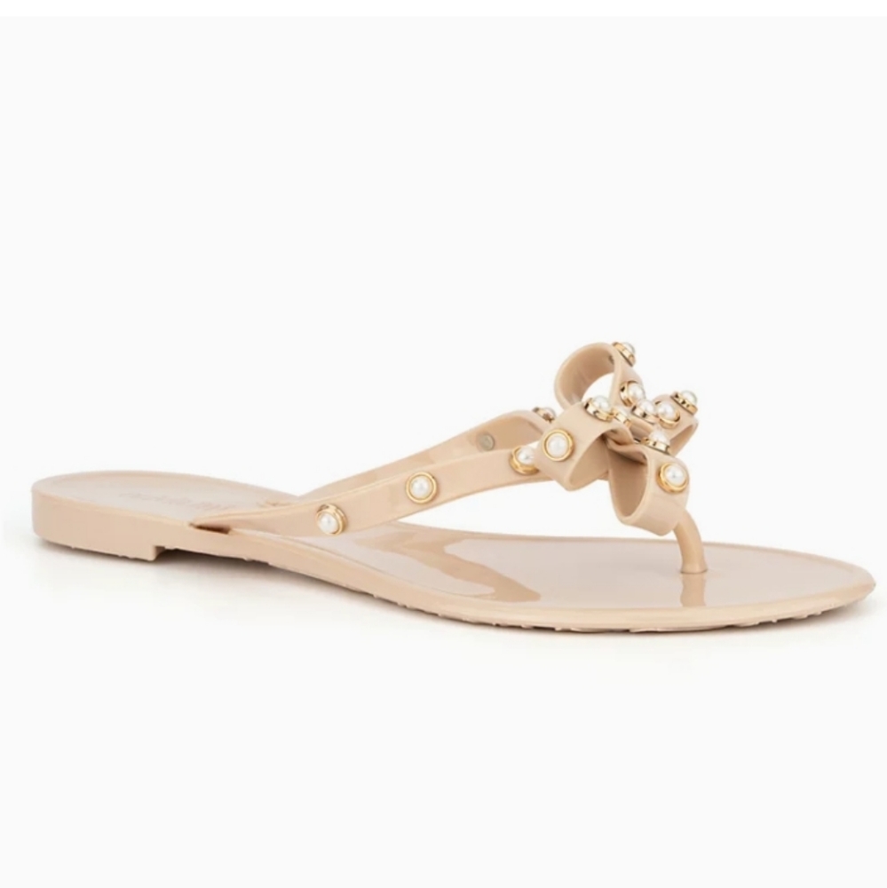 Olivia Miller Coral Bay Jelly Flip Flop Sandals Nude -8 - Picture 1 of 7